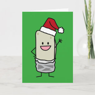 Happy KerstBurrito Waving Hallo Santa Hat Feestdagen Kaart