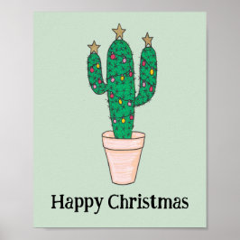 Happy Kerstcactus, Prettige feestdagen Poster