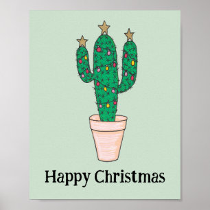 Happy Kerstcactus, Prettige feestdagen Poster