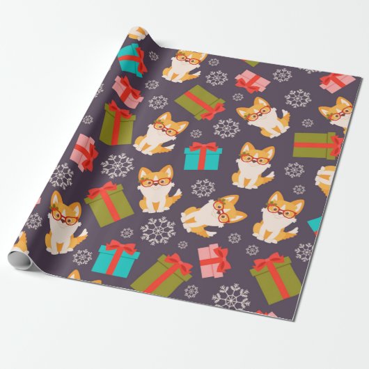 Happy Kerstcorgi Pooches | Cadeaus Cadeaupapier (Uitgerold)
