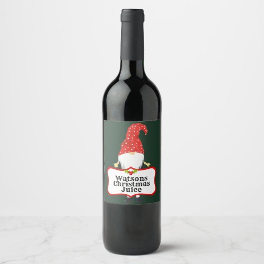 Happy kerstfeest Elf Eigen Wijnlabel Wijn Etiket (Voorkant)