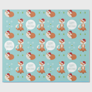 Happy Kerstfox Cadeaupapier