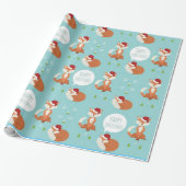 Happy Kerstfox Cadeaupapier (Uitgerold)