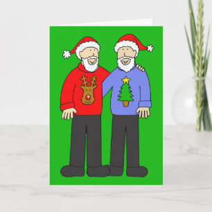 Happy Kerstgay Hipster Couple Feestdagen Kaart