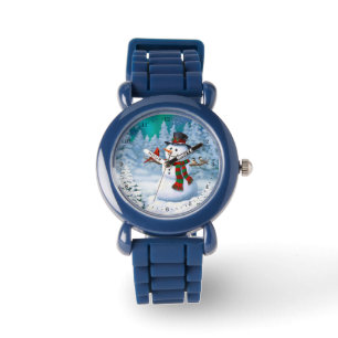 Happy kerstman & Birds Winter Scene Horloge