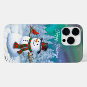 Happy kerstman & Birds Winter Scene iPhone Hoesje (Achterkant horizontaal)