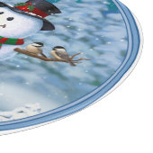 Happy kerstman & Birds Winter Scene Snijplank (Hoek)