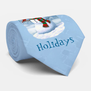 Happy kerstman & Birds Winter Scene Stropdas