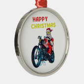 Happy Kerstman  Santa Biker Metalen Ornament (Rechts)