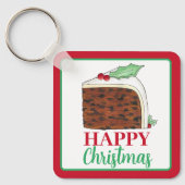Happy Kerstmis Britse Cake Slice Homemade Sleutelhanger (Voorkant)
