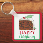 Happy Kerstmis Britse Cake Slice Homemade Sleutelhanger (Voorkant)