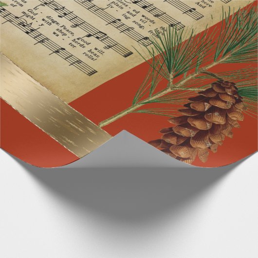 Happy Kerstmis muziek met Pine Boughs Cadeaupapier (Hoek)