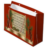 Happy Kerstmis  muziek met Pine Boughs Groot Cadeauzakje (Voorkant Gekanteld)