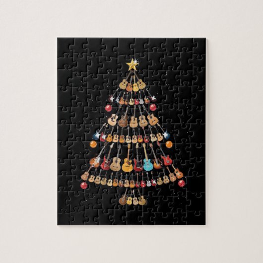 Happy Kerstmis|Ukulele Instrument kerstboom Legpuzzel (Verticaal)