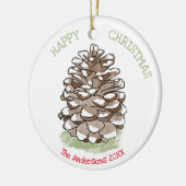 Happy Kerstpine Cone op maat Keramisch Ornament (Links)
