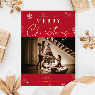Happy KerstRed One Family-fotokaart met Folie Feestdagenkaart