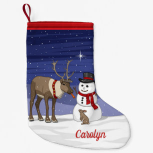 Happy Kerstsnowman en Cute Reindeer Kleine Kerstsok