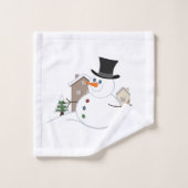 Happy Kerstsnowman Illustratie Bad Handdoek (Wasdoekje)