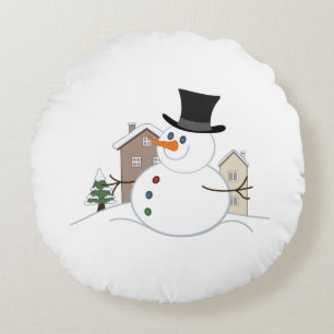 Happy Kerstsnowman Illustratie Rond Kussen