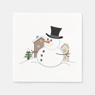 Happy Kerstsnowman Illustratie Servet