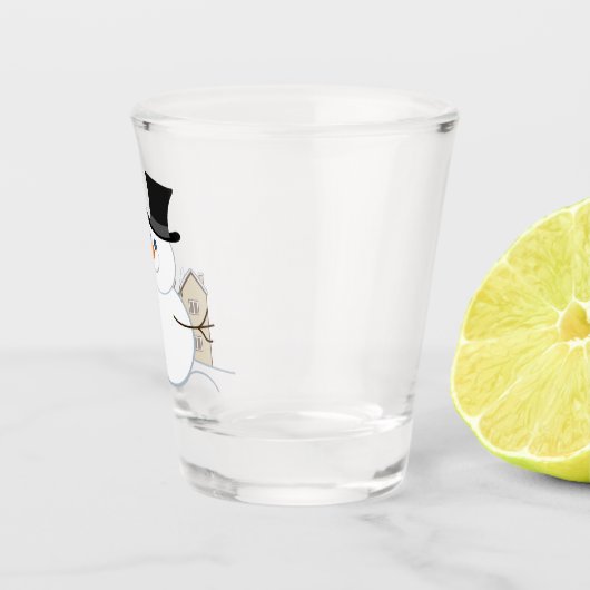 Happy Kerstsnowman Illustratie Shot Glas (Rechts)