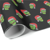 Happy KerstZOMBIE SKULL Gift Wrap Black Cadeaupapier (Rol Hoek)