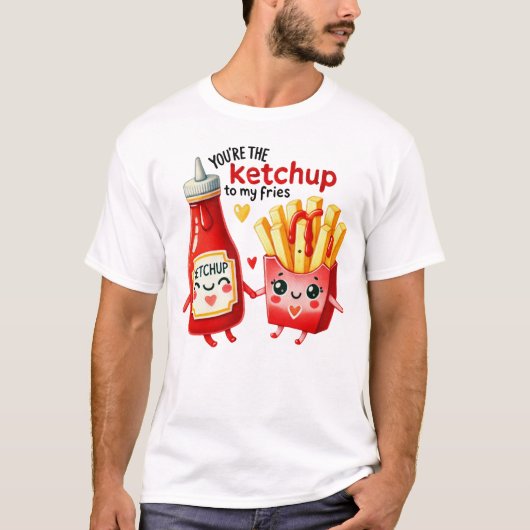 Happy Ketchup and French Fries Pair T-shirt (Voorkant)