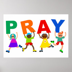 Happy Kinder Faith Pray Cute Cartoon Expression Te Poster