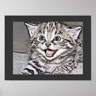 Happy Kitten Photocopy Effecten Poster