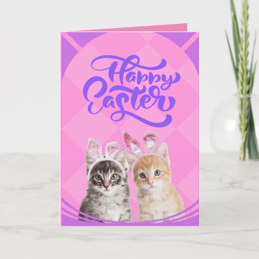 Happy Kittens Easter Bunny Custom Kaart (Voorkant)