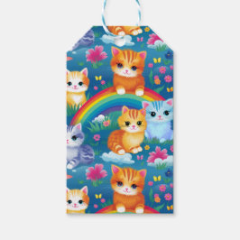 Happy Kitty Cats op regenboogwolken Cadeaulabel