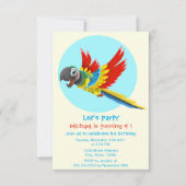 Happy kleurrijke papegaai cartoon kinderen verjaar kaart (Voorkant)