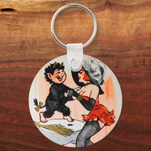 Happy Krampus met Temptress Vintage Kerstmis Sleutelhanger