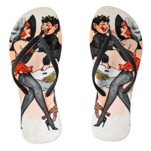 Happy Krampus met Temptress Vintage Kerstmis Teenslippers