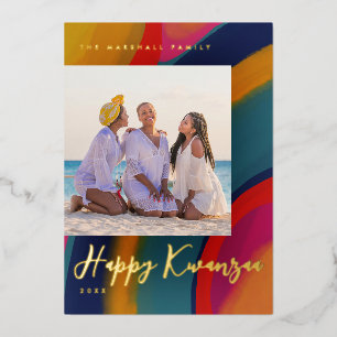 Happy Kwanzaa Hand Painted Holiday Foto Folie Kaar Feestdagenkaart