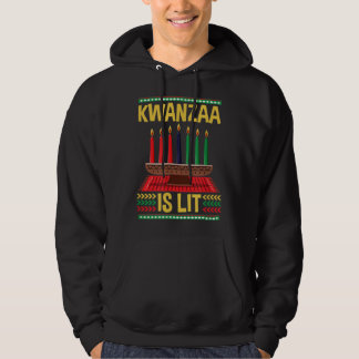 Happy Kwanzaa is Lit Funny African American Candle Hoodie