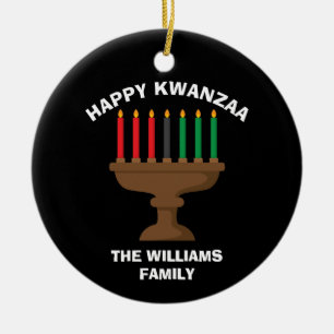 Happy Kwanzaa Kinara Custom Red Black Green Gift Keramisch Ornament