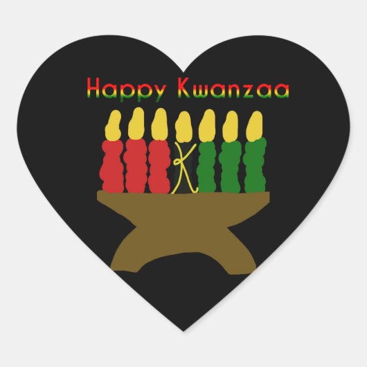 Happy Kwanzaa Kinara Hart Sticker (Voorkant)
