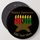 Happy Kwanzaa Kinara Ronde Button 6,0 Cm (Voorkant /achterkant)