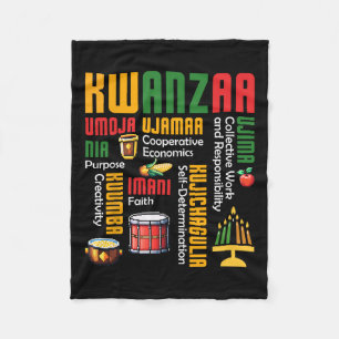 Happy Kwanzaa Kinara Seven Candles Drum African He Fleece Deken