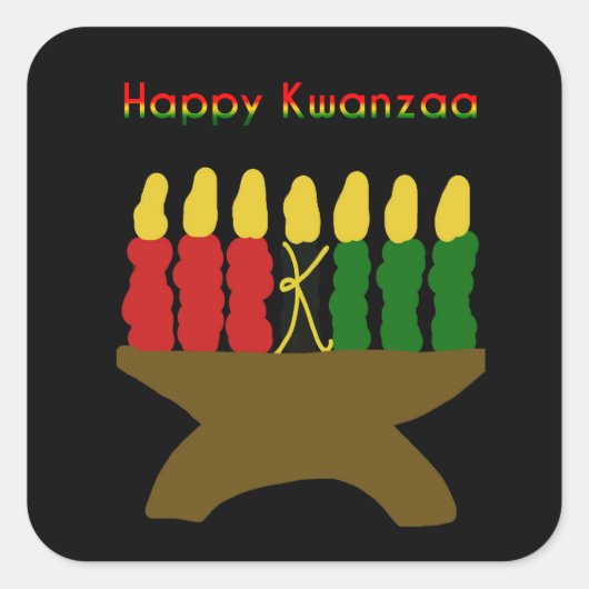 Happy Kwanzaa Kinara Vierkante Sticker (Voorkant)