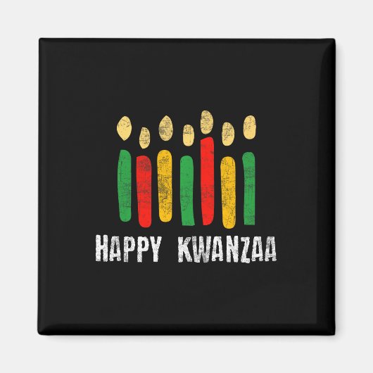 Happy Kwanzaa Kinara Zeven Principes Kaarsen Pan Magneet (Voorkant)