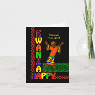 Happy Kwanzaa, kleurrijke dansvrouw, patronen Kaart