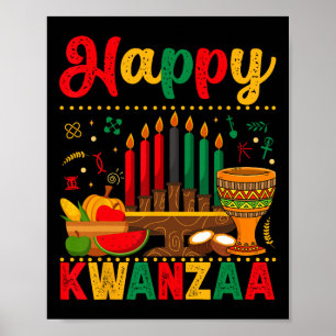 Happy Kwanzaa Mannen Vrouwen Kwanzaa Kinara Kaars Poster