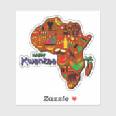 Happy Kwanzaa Map of Africa Kiss Cut Sticker (Vel)