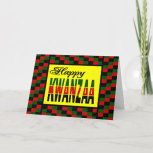 Happy Kwanzaa met rode, zwarte en groene grens Feestdagen Kaart