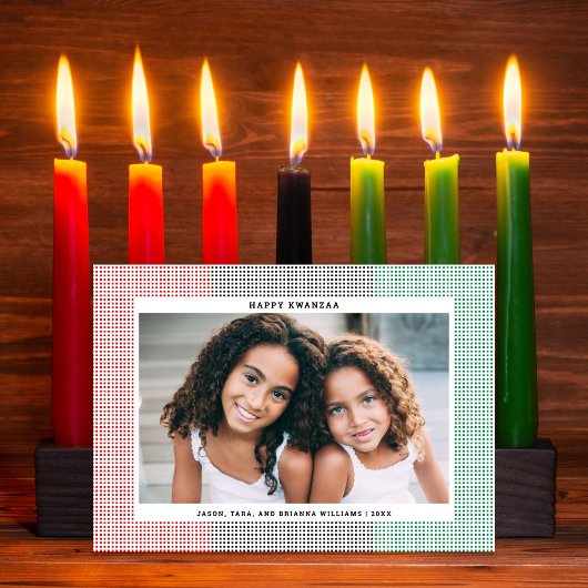 Happy Kwanzaa Modern Grid Motif Carte photo