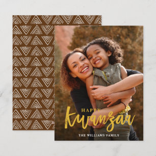 Happy Kwanzaa Modern Pattern Photo Holiday Card Feestdagenkaart