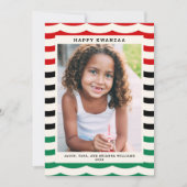 Happy Kwanzaa Modern Stripe Carte photo de vacance (Devant)