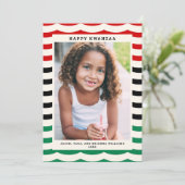Happy Kwanzaa Modern Stripe Carte photo de vacance (Debout devant)